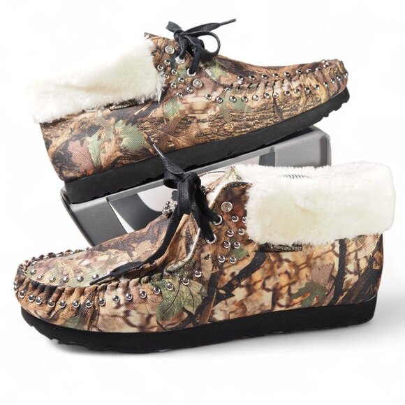Montana West Camo Rhinestone Studded Slippers Women's 11 Multicolor - Picture 1 of 12
